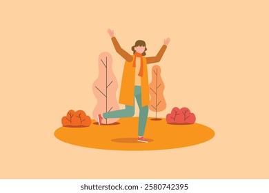  Autumnal lifestyle concept. Colored flat vector illustration isolated.