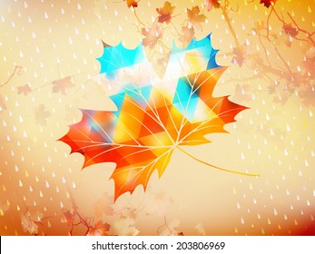 Autumnal maple leaf background made of triangles. And also includes EPS 10 vector