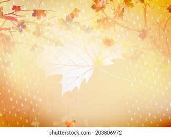 Autumnal maple leaf background made of triangles. And also includes EPS 10 vector