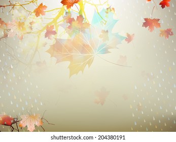 Autumnal maple leaf background made of triangles. And also includes EPS 10 vector