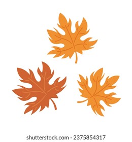 Autumnal maple leaves 2D cartoon object. Cozy autumn season. October fall foliage isolated vector item white background. Happy november. Thanksgiving harvest festival color flat spot illustration