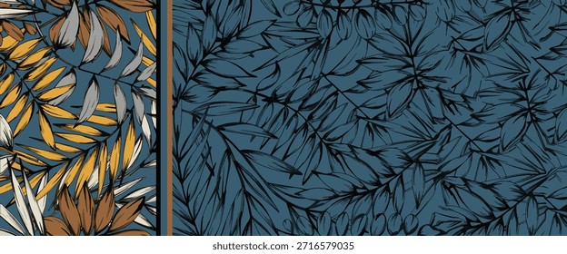 Autumnal Pattern Dark Blue Grainy Surface Design