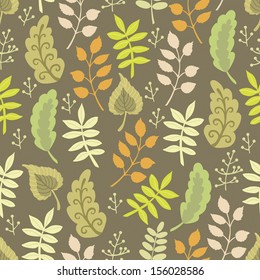 Autumnal pattern with leaves. For the design of fabrics, gift wrapping paper, wallpaper, web projects. 