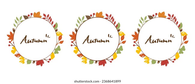 Conjunto de marco vegetal otoñal, material vector