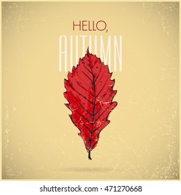 Autumnal poster with leaves. Vector, sketch style.