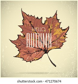 Autumnal poster with leaves. Vector, sketch style.