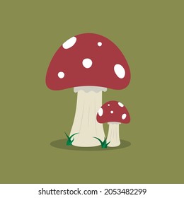 Hongos blancos y rojos otoñales en el bosque. Amanita Muscaria, envenenada y despuntada. Hongo. Ingrediente alimentario. Casa de Gnomes en Cuentos de Hadas. Parte de una temporada de otoño en tonos marrones, rojos y amarillos