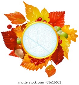 Autumnaler Rundrahmen mit Fallblättern