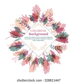 Autumnal round frame. Wreath of autumn leaves. Background with hand drawn autumn leaves. Fall of the leaves. Sketch, design elements. Vector illustration.