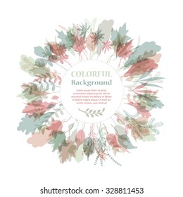Autumnal round frame. Wreath of autumn leaves. Background with hand drawn autumn leaves. Fall of the leaves. Sketch, design elements. Vector illustration.