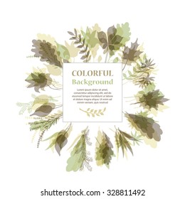 Autumnal round frame. Wreath of autumn leaves. Background with hand drawn autumn leaves. Fall of the leaves. Sketch, design elements. Vector illustration.