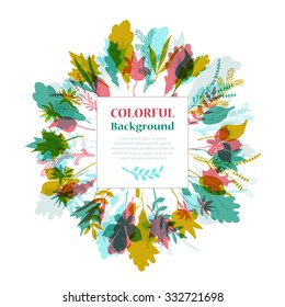 Autumnal round frame. Wreath of autumn leaves. Background with hand drawn autumn leaves. Fall of the leaves. Sketch, design elements. Vector illustration.