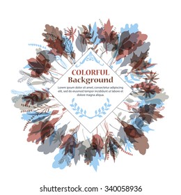 Autumnal round frame. Wreath of autumn leaves. Background with hand drawn autumn leaves. Fall of the leaves. Sketch, design elements. Vector illustration.