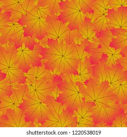 Autumnal seamless background. Vector maple leaves