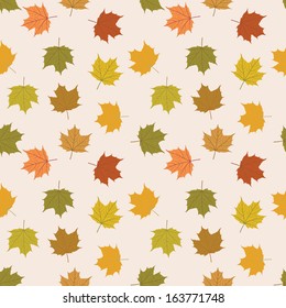 autumnal seamless pattern, colorful maple leaves