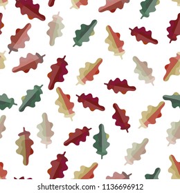 Autumnal seamless pattern. Oak leaves on white background. Vector. Design for wallpaper, fabric, wrapping paper, textiles.
