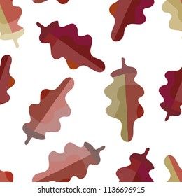 Autumnal seamless pattern. Oak leaves on white background. Vector. Design for wallpaper, fabric, wrapping paper, textiles.
