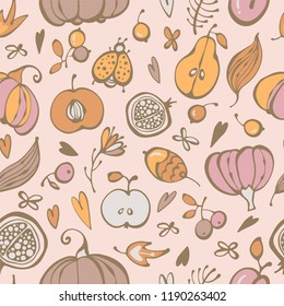 Autumnal seamless pattern with vegetables.