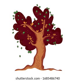 autumnal tree leaves foliage cartoon isolated icon design vector illustration