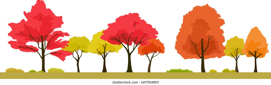 Autumnal trees landscape illustration, background material