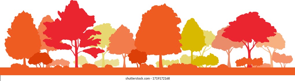 Autumnal trees and autumnal landscape silhouette illustration
