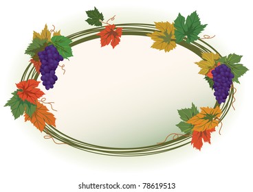 autumnal vector frame with grapes