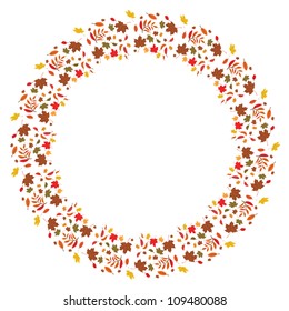 autumnal vector frame with leaves of maple and ash trees