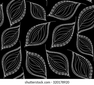 Autumnal vector seamless pattern with figured lacy leaves. You can use any color of background