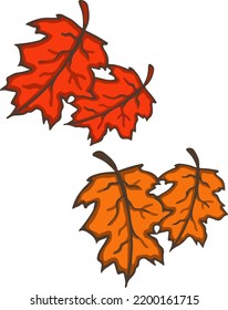 Autumn-themed leaves flying in the waterfall.