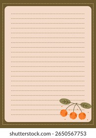 Página de diário ou caderno com tema de outono com bagas