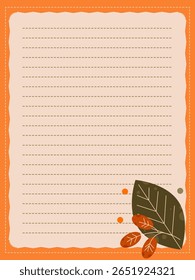 Modelo de página com tema de outono para um caderno, diário ou scrapbook com folhas bonitas e bagas