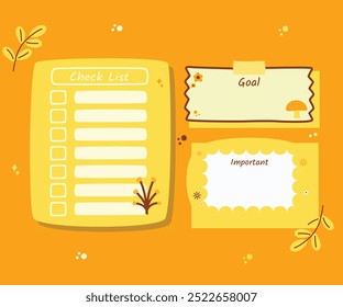 Autumn-themed planner template with doodle illustrations for journaling, stickers, and scrapbook projects.