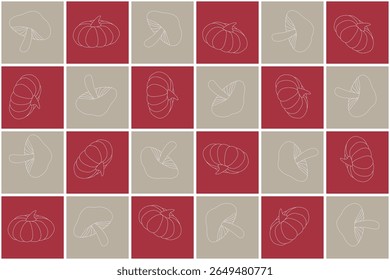 Autumn-toned checkered background, suitable for printing as wallpaper or tablecloth fabric