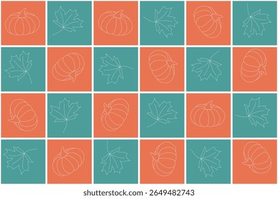 Autumn-toned checkered background, suitable for printing as wallpaper or tablecloth fabric