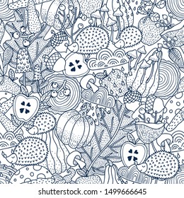 Autumn.Vector coloring seamless pattern. Can be used in textile industry, paper, background, scrapbooking.