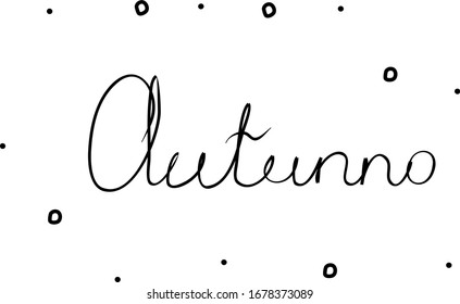 Autunno phrase handwritten with a calligraphy brush. Autumn in italian. Modern brush calligraphy. Isolated word black