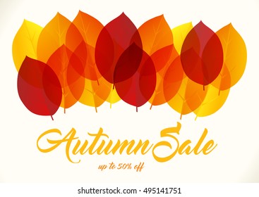 Auutmn sale background with multicolored leaves