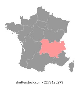 Auvergne rhone Alpes Map. Region of France. Vector illustration.