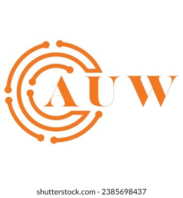 AUW letter design. AUW letter technology logo design on white background. AUW Monogram logo design for entrepreneur and business.