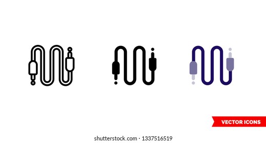 AUX Cable Icon Of 3 Types: Color, Black And White, Outline. Isolated Vector Sign Symbol.