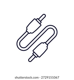 Icono del cable del AUX, diseño de línea en blanco