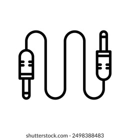Marca lineal del logotipo del icono del cable de AUX en blanco y negro