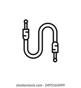 COLECCIÓN de contorno de ícono de cable AUX en fondo blanco y negro