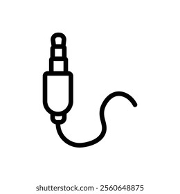 AUX cable icon Outline vector for web ui