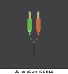Aux cable illustration on the grey background. Vector illustration