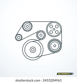 Auxiliary belt and pulleys icon. Vector illustration