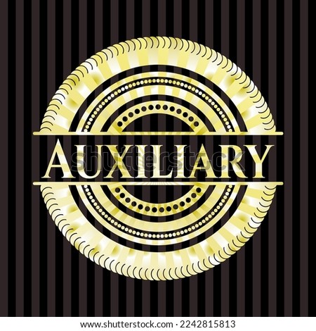 Auxiliary gold emblem. Vector Illustration. Detailed. 