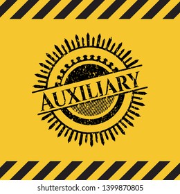 Auxiliary inside warning sign, black grunge emblem. Vector Illustration. Detailed.