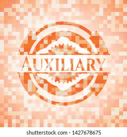 Auxiliary orange mosaic emblem with background
