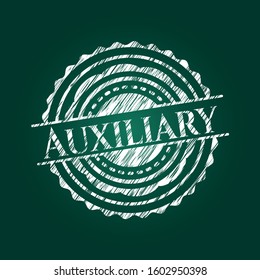 Auxiliary written with chalkboard texture. Vector Illustration. Detailed.